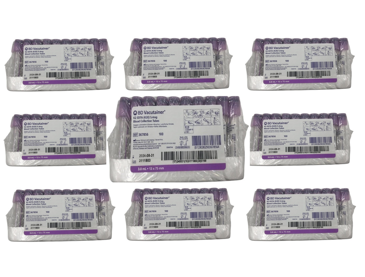 BD Vacutainer K2 EDTA (K2E) 3 ML 13x75mm Hemogram 10 Pack Total 1000 Units BD 367835