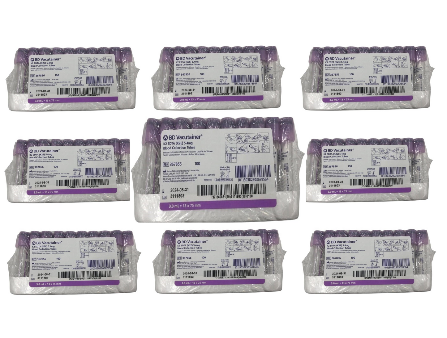 BD Vacutainer K2 EDTA (K2E) 3 ML 13x75mm Hemogram 100 Tubes BD 367835