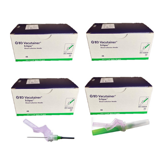 BD Vacutainer Eclipse Blood Collection Needle 21G 1 1/4" 0.8mm x 32mm -368607 (4 Packs of 48 Sets, Total 192 Units)